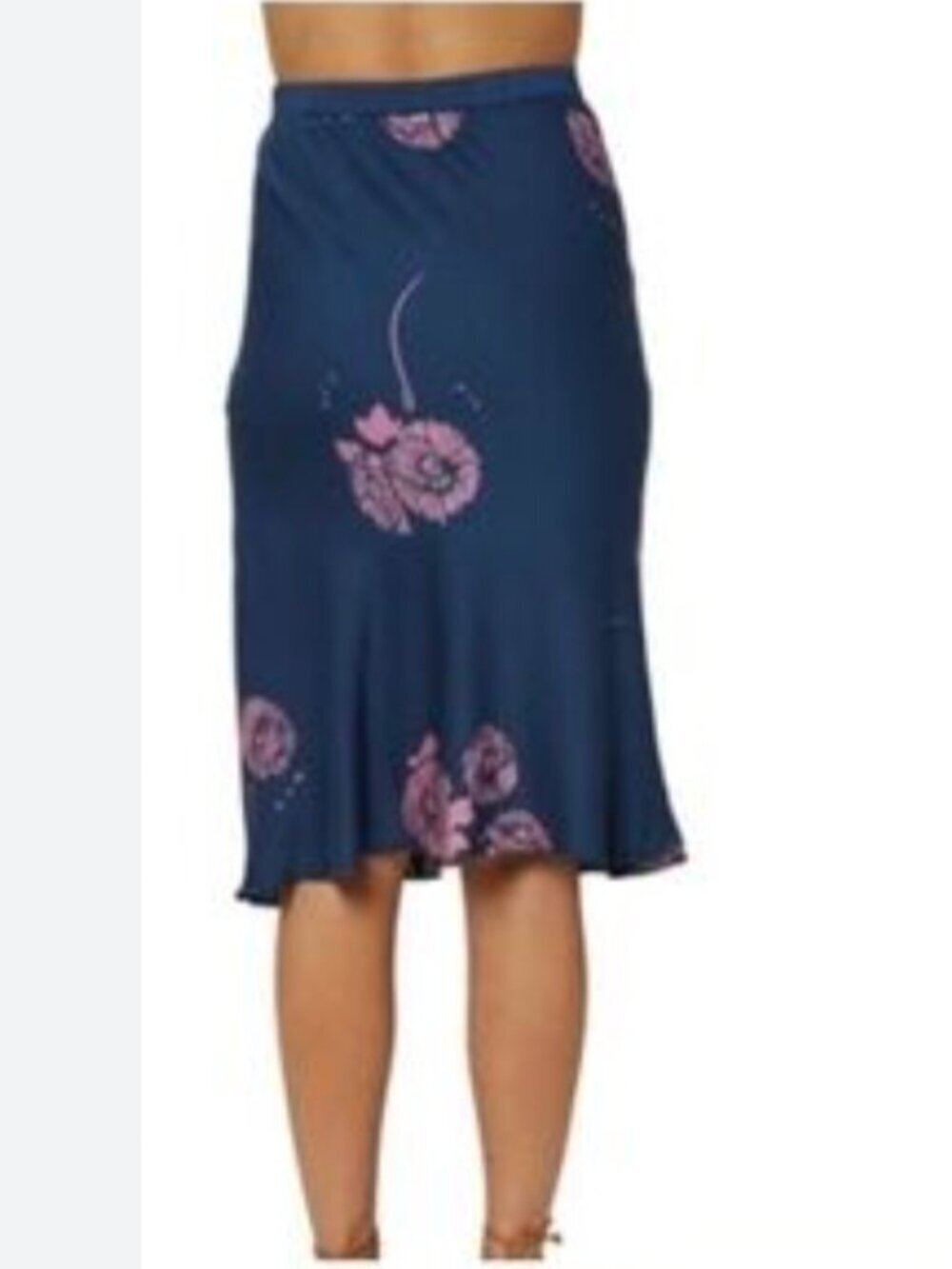 NWT O'Neill floral ruffle midi skirt navy/pink Sz M - Picture 2 of 8